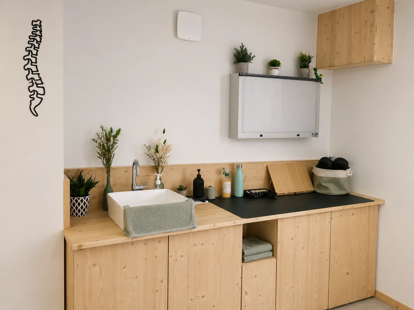 Espace pratique en bois naturel du cabinet